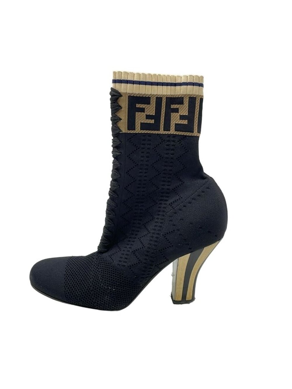 Fendi Short Boots Black Khaki Gray Beige Zucca Pattern